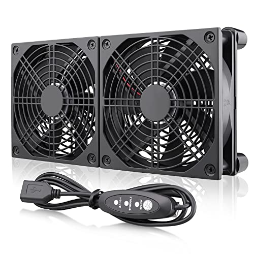 Wathai 120mm x 4 Router TV Box Fan 110v - 240v Big Airflow with Speed Control for DIY Gaming Consoles, Amplifiers, Xbox, Laptop Stand, Mining Machines Devices Cooling - PuriLite