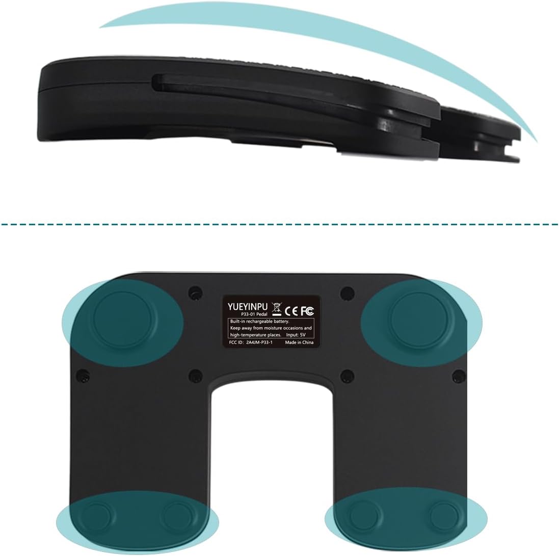 Yueyinpu Wireless Foot Pedal Hands-Free Music Page Turner for Tablets Smartphones Rechargeable Anti-Skid Pad (Classic)