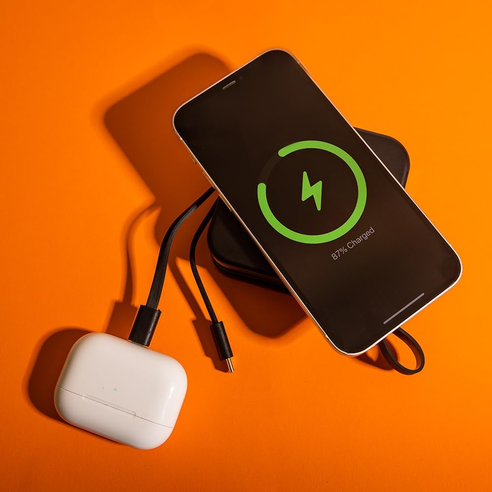 Travelpod 5-in-1 Travel Charger Power Bank - Global Compatibility, Wireless Charging, 10,000mAh - iPhone, AirPods, iPad, Watches, Samsung, Android - Includes 4 Universal Adapters (Black)
