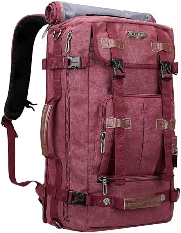 WITZMAN Canvas Backpack Vintage Travel Backpack Large Laptop Bags Convertible Shoulder Rucksack