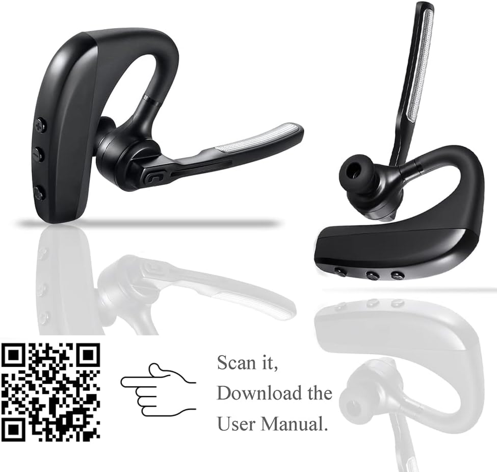 Bluetooth Headset Wireless Headphones, Bluetooth Ear Hanging Earpiece with Mic Mute Switch, Handsfree Earphone Business Trucker Driving Compatible for iPhone Cellphone