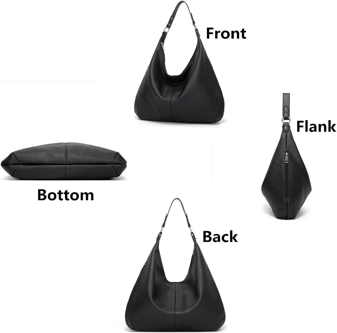 Ashioup Hobo Bags for Women Soft PU Leather Shoulder Bag Vintage Slouchy Handbag with Zipper - PuriLite