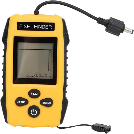 Oumefar Handheld LCD Display Fish Finder Portable Fishing Kayak Fishfinder Contour Readout Fish Depth Finder Wired Transducer with Sonar Sensor LCD Display