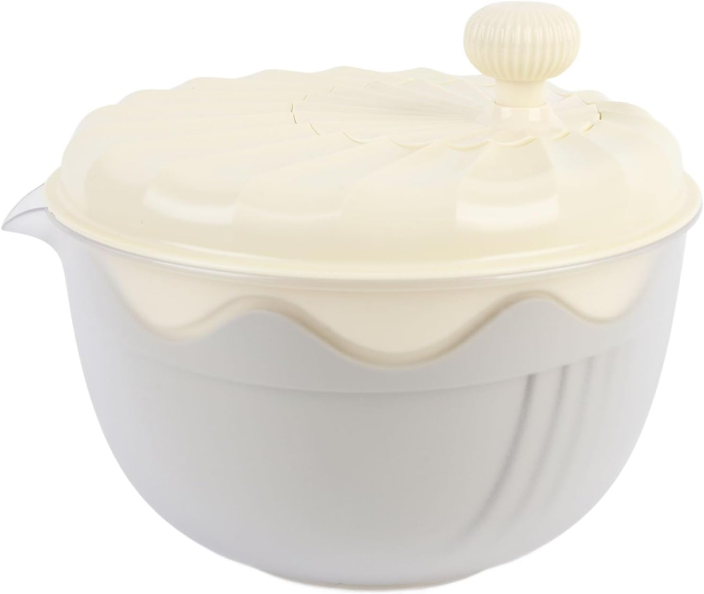 Salad Spinner Efficient Vegetable Washer and Salad Chopper for Home Kitchen Food Grade ABS Safe Material (Beige)