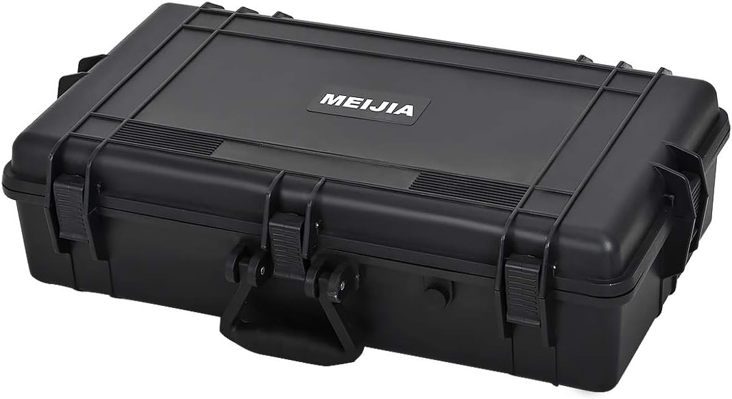 MEIJIA Portable Waterproof Protective Hard Case,Camera Case with Customizable Fit Foam Inserted, Elegant Black (9.17"x 7.56"x4.33")
