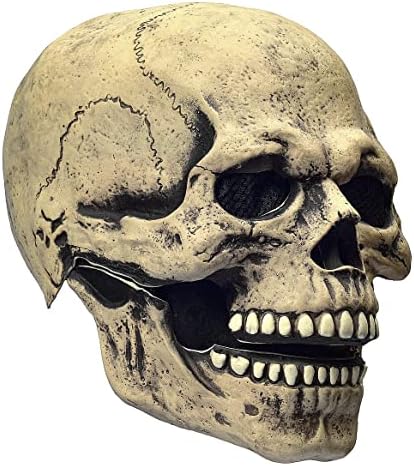 LEKA NEIL Skull Mask Creepy Halloween Full Head Skull Mask with Moving Jaw Scary Latex Helmet with Movable Mouth