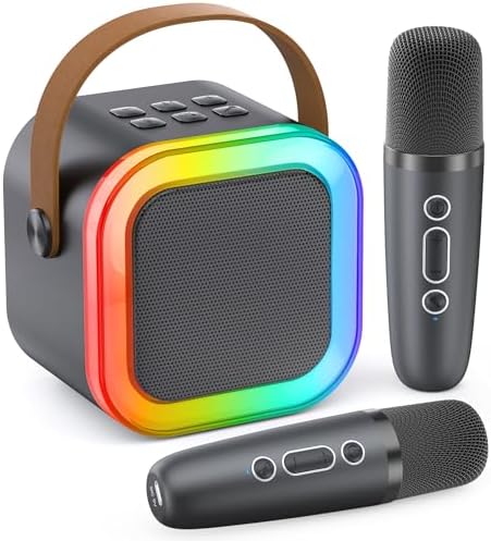 Karaoke Machine for Kids Adults, Portable Bluetooth Mini Karaoke Microphone Singing Speaker Karaoke Player with 2 Wireless Mic Toys for All Smartphones,Birthday, Family,Home Party (Purple)