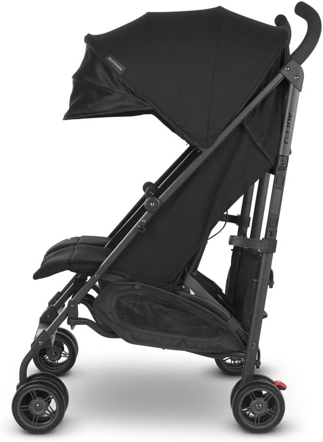UPPAbaby G-Link V2 Double Umbrella Stroller/Lightweight Design/One-Step Fold + Recline/XL Basket + Canopy/Cup Holder Included/Jake (Black/Carbon Frame)
