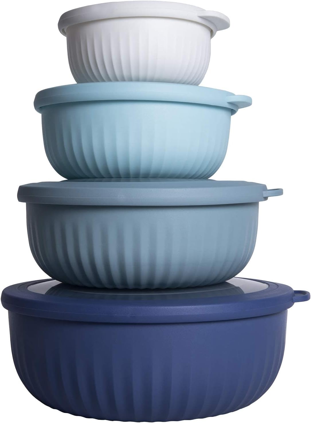 COOK WITH COLOR Prep Bowls with Lids- 8 Piece Nesting Plastic Small Mixing Bowl Set with Lids (Teal Ombre)