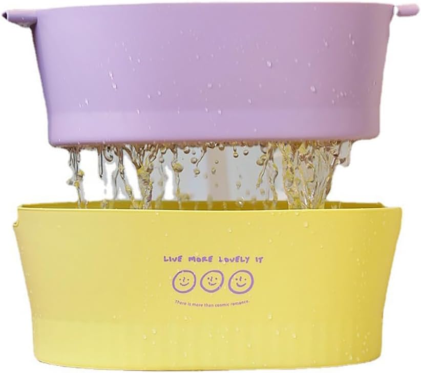 Kitchen Washbas Food Strainer Drain Basket Rotating Drainer Double-Layer Basin Vegetable Fruit Washing Strainer