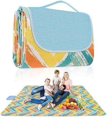 Habaylin Picnic Blanket Large, 79"X79" Waterproof Extra Large Beach Blanket, Foldable Picnic Blanket for Hiking, Party, Camping on Grass Sandproof Handy Picnic Mat