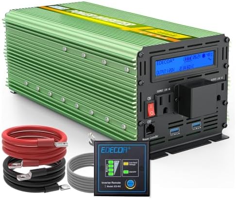 EDECOA 3000 Watt Power Inverter DC 12V to AC 110V 120V 3000W Converter for Car Truck RV with LCD and Dual USB Romte Controller (ETRC Remote)