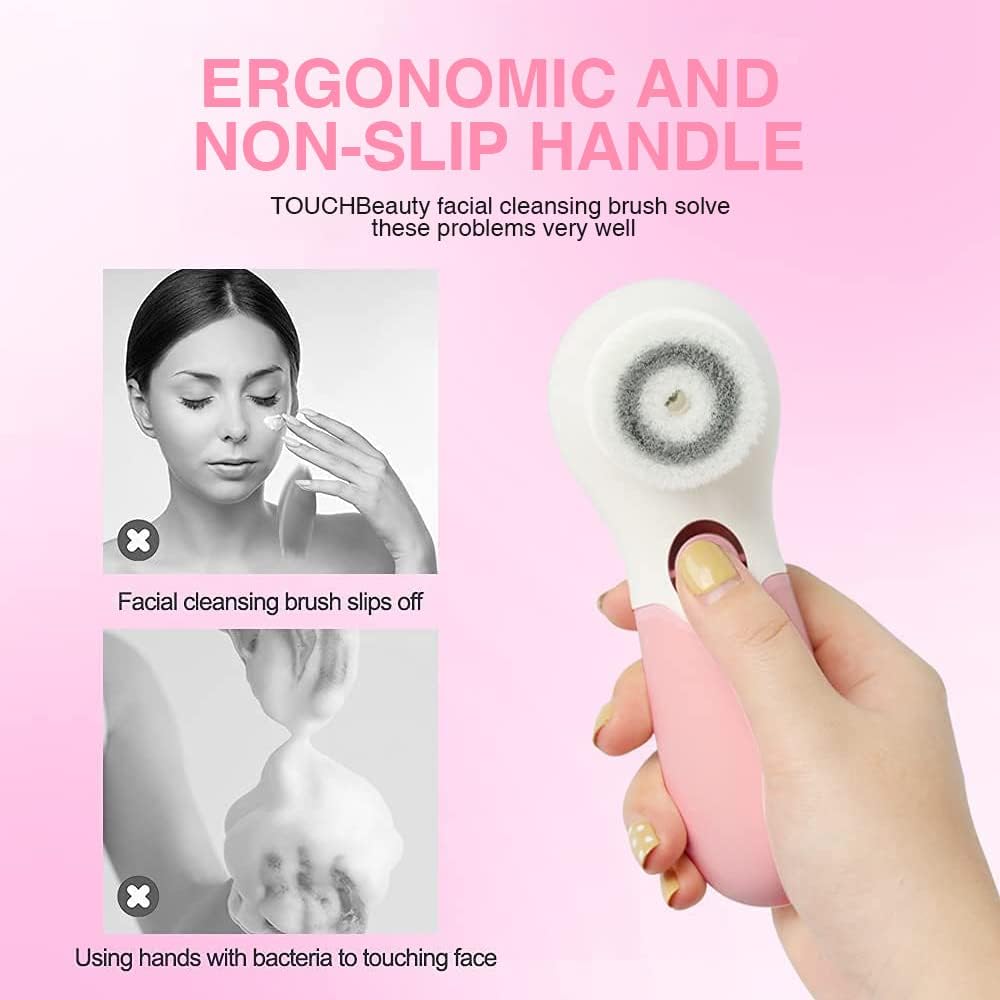 Facial Cleansing Brush Electric Facial Exfoliating Massage Brush with 3 Cleanser Heads and 2 Speeds Adjustable for Deep Cleaning, Removing Blackhead, Face Massaging