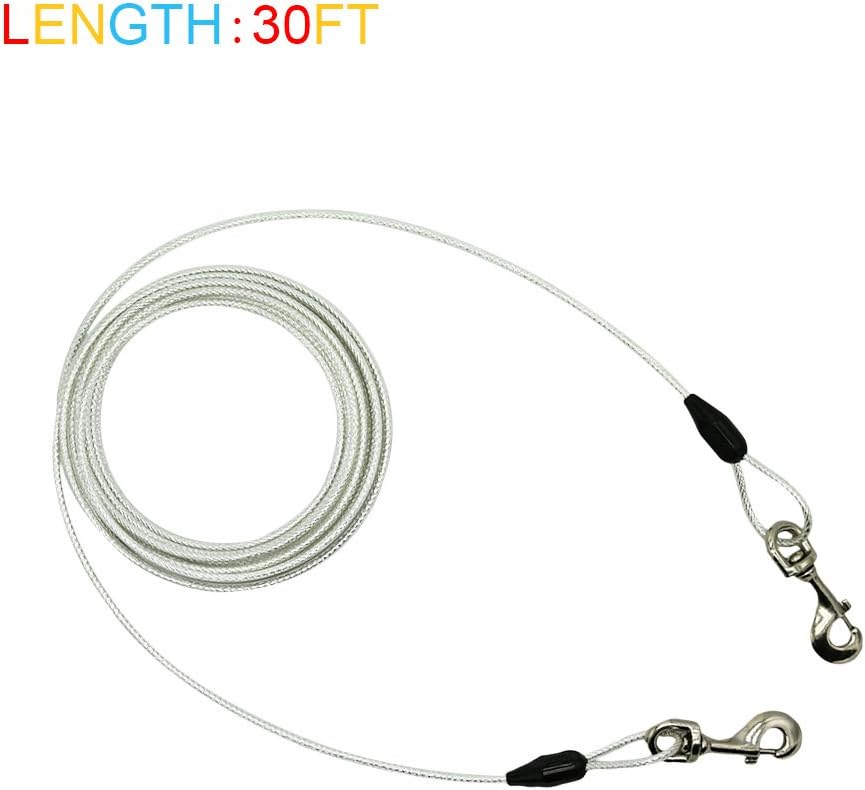 Petest 25ft Reflective Tie-Out Cable for Small Dogs Up to 35 Pounds