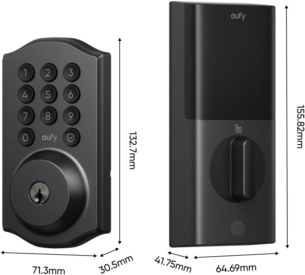 eufy Smart Lock C30, Keyless Entry Door Lock, Built-in WiFi Deadbolt, Smart Lock for Front Door, No Bridge Required, Easy Installation, App Remote Control, Auto Lock, Black