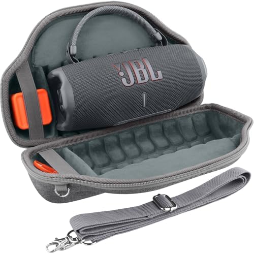 co2CREA Case for JBL Charge 6 Waterproof Portable Bluetooth Speaker, Hard Travel Case with Detachable Shoulder Strap (White Case)