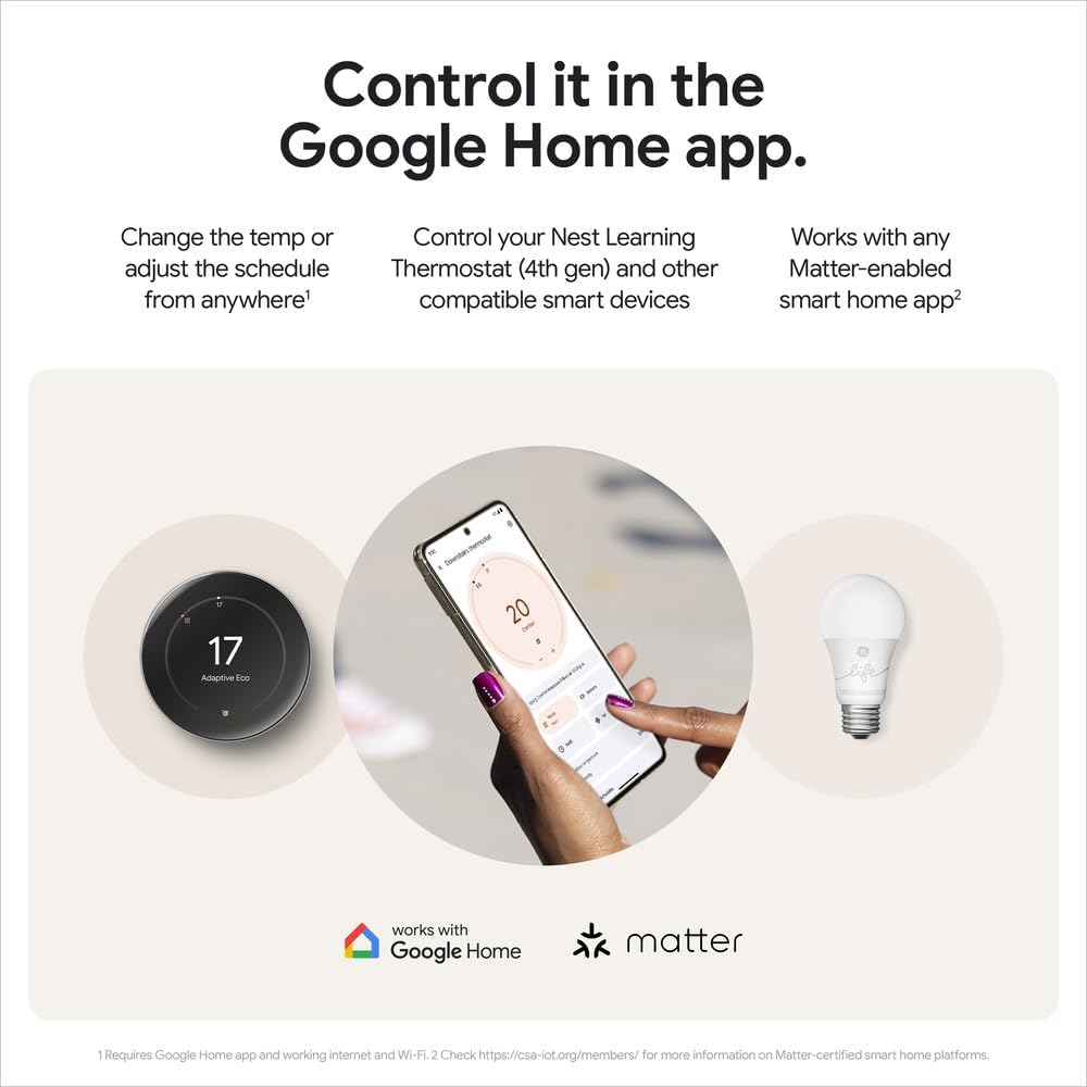 Google Nest Learning Thermostat (4th Gen) with Nest Temperature Sensor (2nd Gen) - Energy Saving Smart Thermostat with Adaptive Eco - Works with Alexa and Google Home App - Polished Obsidian