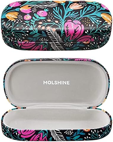 molshine Hard Shell Leather Sunglasses Case,Classic Large Glasses Case for Women Men,Sunglass Eyeglasses