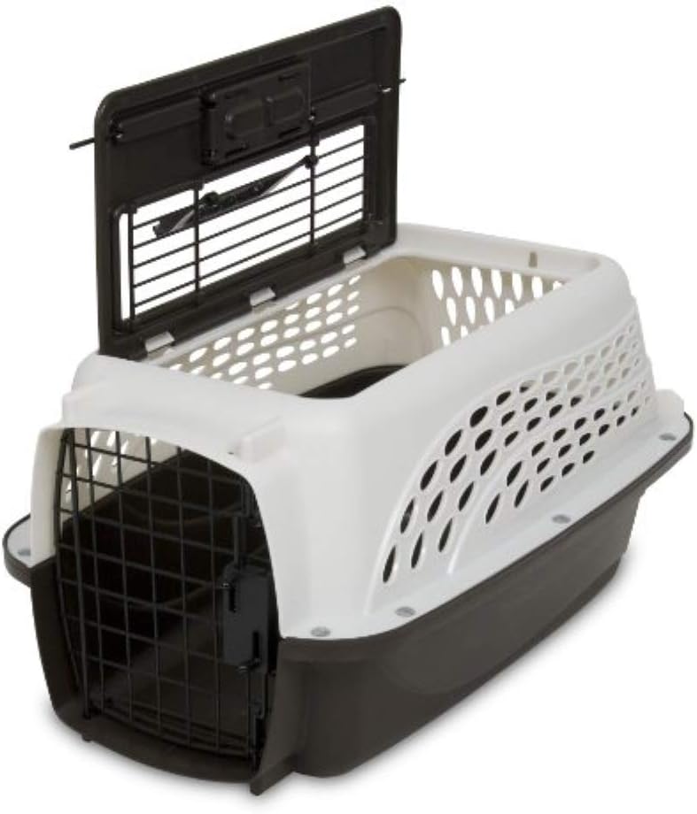 Petmate Two-Door Small Dog Kennel & Cat Kennel (Top Loading or Front Loading Pet Carrier, Great for Small Animals, Made with Recycled Materials, 24 inches in Length) For Pets up to 15 Pounds