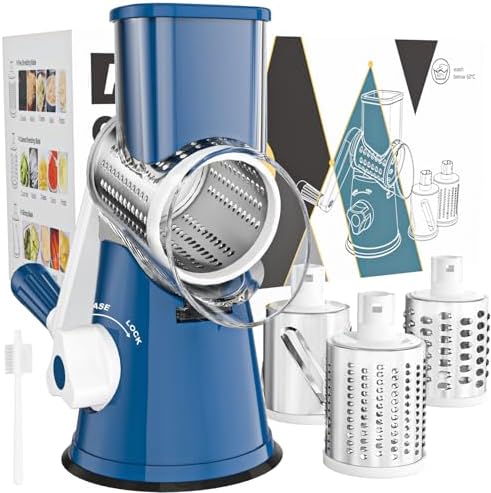 Purilite Select Rotary Cheese Grater with 3 Stainless Steel Blades