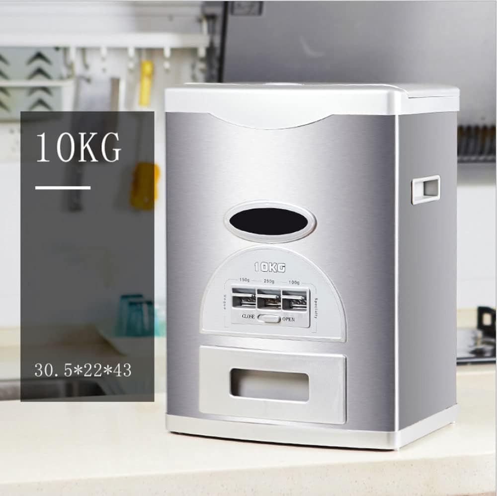 Rice Tank Rice Storage Rice Storage Container Stainless Steel 25/33/45/55/66LB Sealed Grain Rice Cabinet Rice Storage Bucket (Black 20kg)