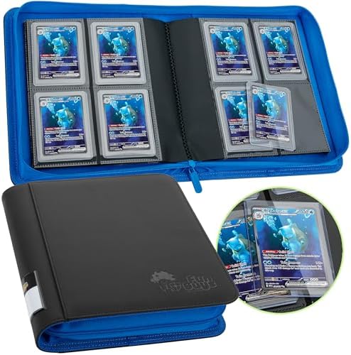 FunGuys Toploader Binder, Trading Card Binder Storage,128 4 Pocket Top Loader Pokemon Binder, Card Collection Yugioh Cards, MTG, TCG, Folders for Trading Cards