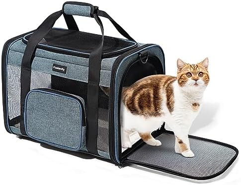 Fostanfly Cat Carriers for Large Cats 25 lbs, Dog Carriers for Small Dogs, Pet Bag for Medium Puppy Under 25lbs Travel Bag with Big Pocket,4 Ventilated Windows, 3 Doors