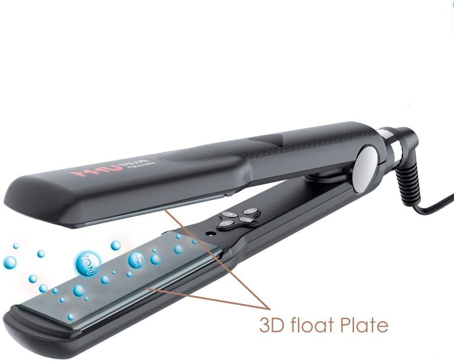 Tourmaline Ceramic Hair Straightener Instant Heat Up Flat Iron Dual Voltage Keratin Ion Flat Iron Anti Frizz with Adjustable Temperature and Auto Shut Off,1.25 inch