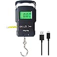 YAGSUW Portable Electronic Hook Scale Digital Hanging Bag Luggage Weight Scale Fishing Scale with Measuring Tape 165Lb Black