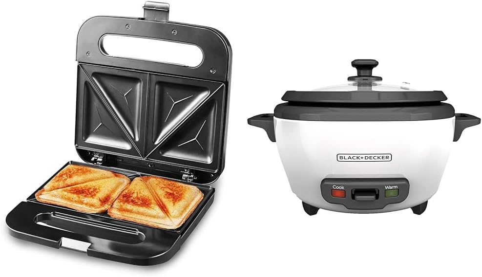 Elite Gourmet ESM-2207SS# Stainless Steel Sandwich Panini Maker Grilled Cheese Machine Tuna Melt Omelets Non-stick Cooking Surface, 2 Slice, 750 Watts, Stainless Steel