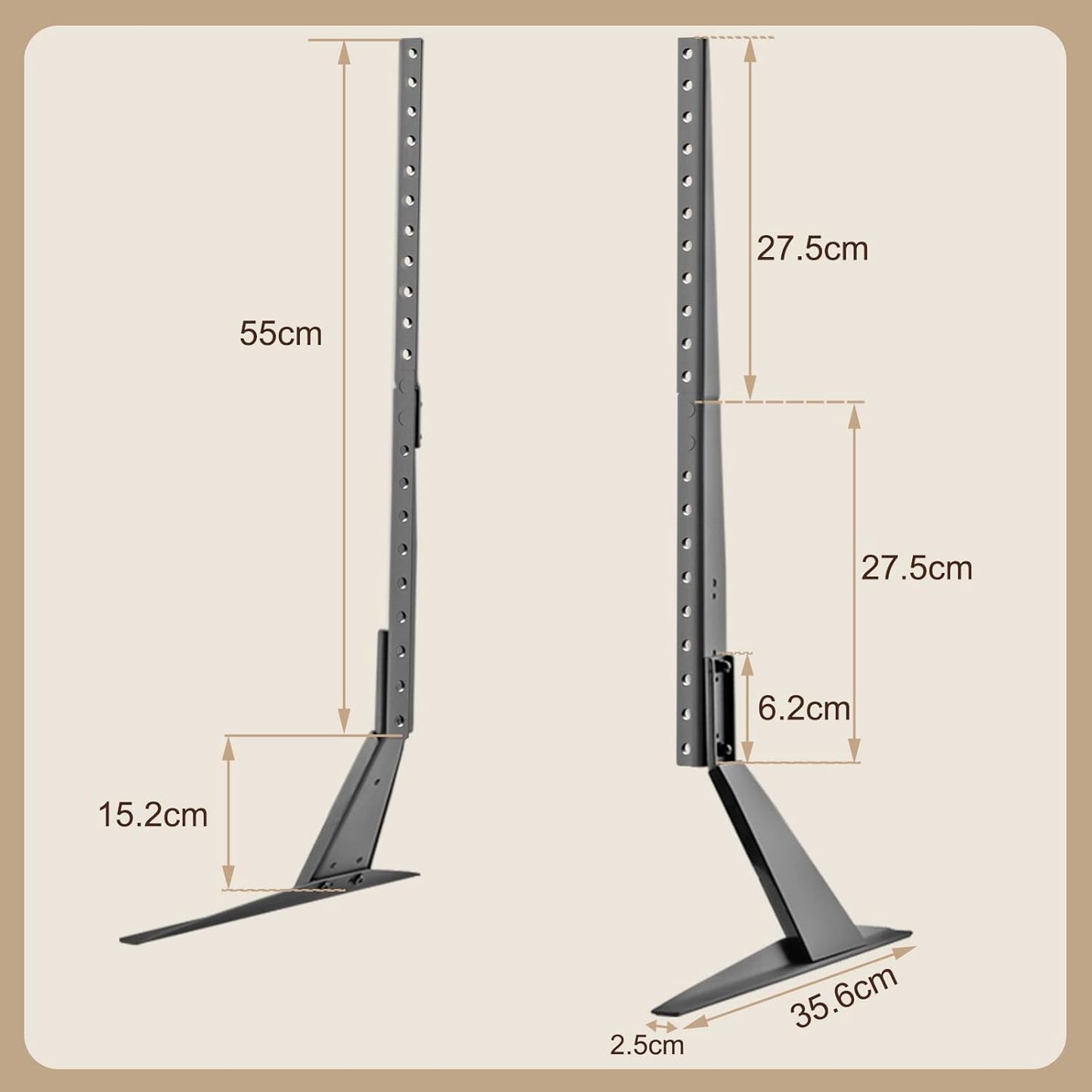 Suptek Universal TV Stands, Table Top TV Stand, Pedestal TV Stand for Most 17"-55" Screens, Height Adjustable TV Base Stand with Tempered Glass Base and Wire Management, Hold up to 40kg, VESA 75/400mm