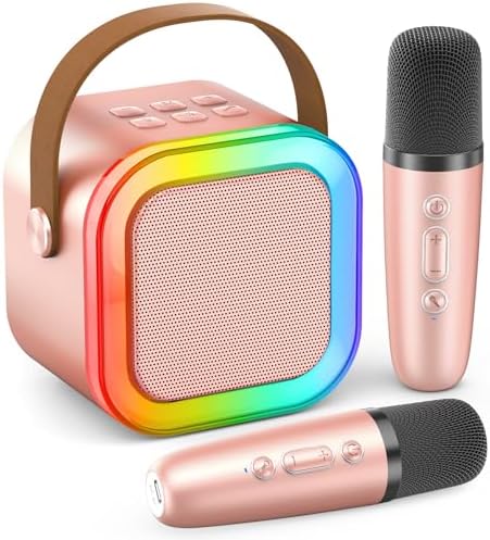 Karaoke Machine for Kids Adults, Portable Bluetooth Mini Karaoke Microphone Singing Speaker Karaoke Player with 2 Wireless Mic Toys for All Smartphones,Birthday, Family,Home Party (Purple)