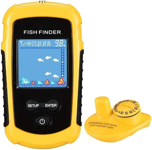 LUCKYLAKER Sensor Transducer Fish Finder Portable Sonar Handheld Depth Finder Kayak LCD Display Fish Finder Wireless Castable