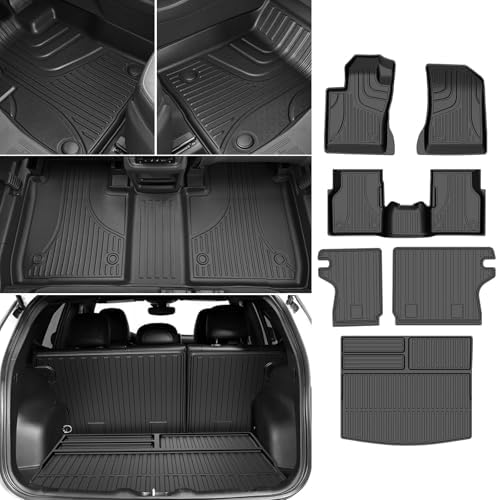 AOMSAZTO Floor Mats & Trunk Mat for 2024 2025 Chevy Equinox EV (Non Fuel),TPE All Weather Protection 2 Rows Car Floor Liners with Cargo Liner for Chevrolet Equinox EV (Non Fuel)