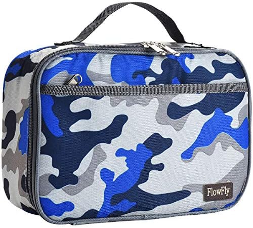 FlowFly Kids Lunch Box Insulated Soft Bag Mini Cooler Back to School Thermal Meal Tote Kit for Girls, Boys, Black