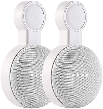(2 Pack) Outlet Wall Mount Holder for Google Home Mini and Google Nest Mini, A Space-Saving Accessories with Cord Management for Google Mini Smart Speaker, No Messy Wires or Screws