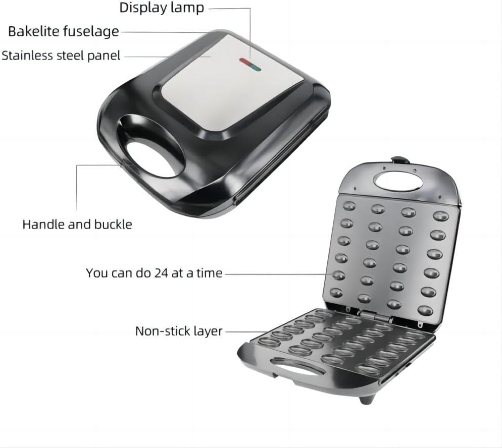 Mini Maker Waffle Maker 5“ Non-Stick Waffler Iron Stuffler Stuffed Wafflera Adjustable Browning Control, Heart, Azure