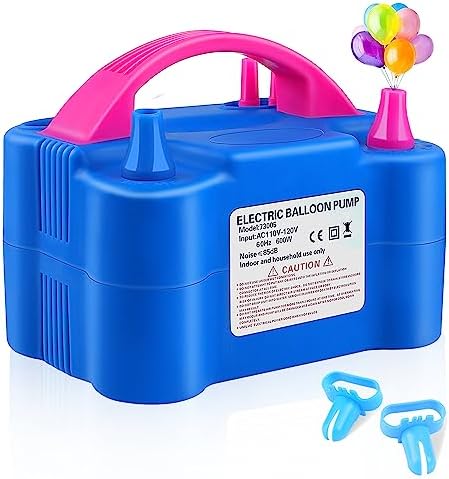 Electric Balloon Pump,Balloon Inflator, Dual Nozzle Electric Air Pump,Balloon Pump Balloons Blower 110V 600W for Party Decoration with Gifts:2 Balloon Tying Tools (Rose red)