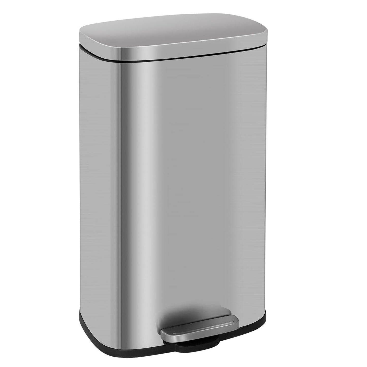 13 Gallon/50 L Garbage Can Kitchen Trash Can with Lid for Office Bedroom Bathroom Step Trash Bin Fingerprint-Proof Brushed Stainless Steel