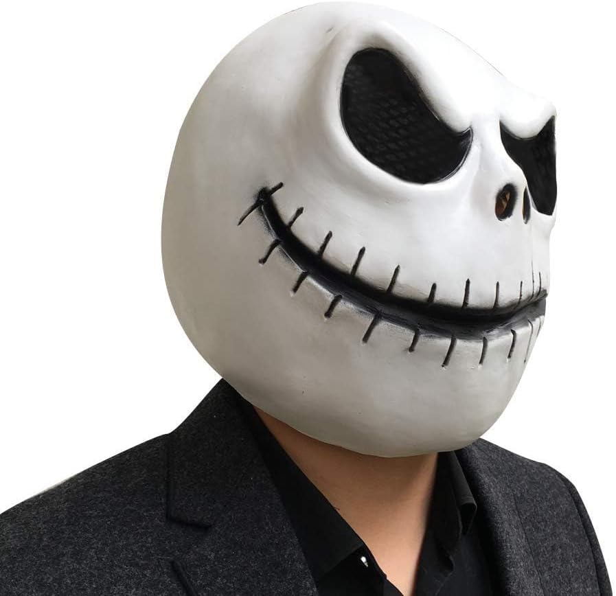 HOMELEX Jack Skellington Mask Helmet Halloween Carnival Nightmare Jack Skeleton Head Mask Horror Scary Cosplay Mask for Adult