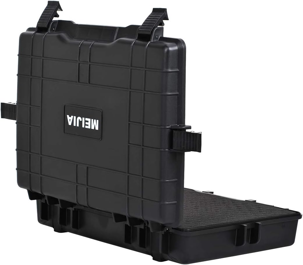 MEIJIA Portable Waterproof Protective Hard Case,Camera Case with Customizable Fit Foam Inserted, Elegant Black (9.17"x 7.56"x4.33")