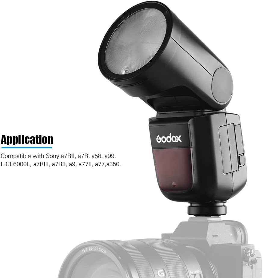 Godox V1S Professional Camera Flash Speedlite Speedlight Round Head Wireless 2.4G Fresnel Zoom Compatible with Sony Cameras for Wedding Portrait Studio Photography