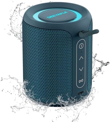 Deeyaple Portable Bluetooth Speaker, IP67 Waterproof Mini Bluetooth Speaker Wireless V5.3 with Stereo Sound,All Day,TWS Pairing,LED Light,Gift for him/her (Black)