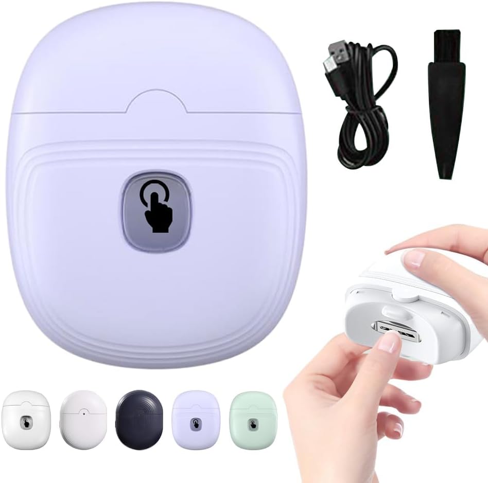Electric Automatic Nail Clipper, 2025 New Electric Automatic Nail Clippers Trimmer with Led Light, USB Rechargeable Fingernail Clippers Fingernail Manicure Set for Seniors Baby Kids Adults (White)