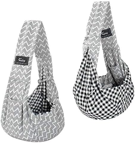 Cuby Adjustable Dog Cat Sling Padded Hard Bottom Pet Carrier Sling Soft Carrying Puppy Bag for Small Dogs Cats Outdoor Travel (Grayish-White)