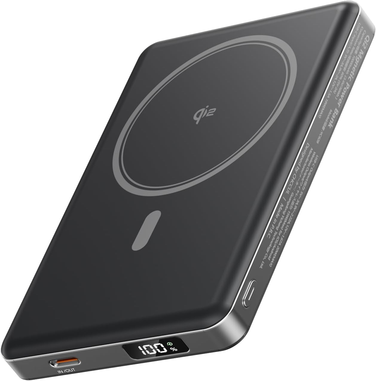 CHCCUL PD 20W Power Bank, Ultra-Slim 10,000mAh Magnetic PowerBank Qi2 Certified 15W Fast Charging Wireless Battery Pack Portable Charger with 20W USB-C for iPhone 16/15/14/13/12 Series (Titanium)