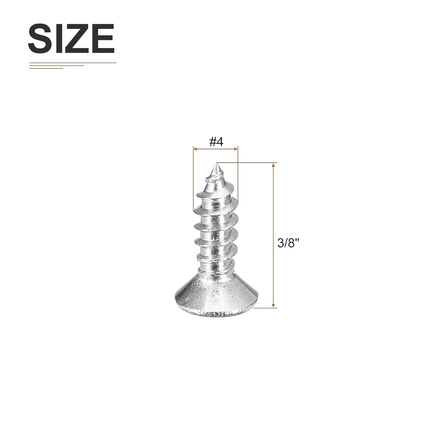 DTGN 100Pcs #6x1/2 Flat Head Wood Screws, 304 Stainless Steel Phillips Self Tapping Screws - Good for Woodworking, Furniture - Silver