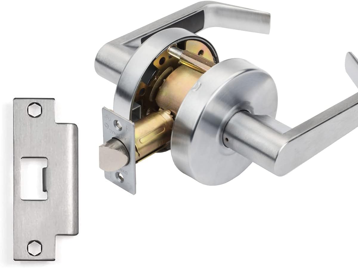 Dynasty Hardware AUG-00-26D Grade 2 Commercial Duty Office Door Keyed Lever Lockset, ADA, Satin Chrome Finish