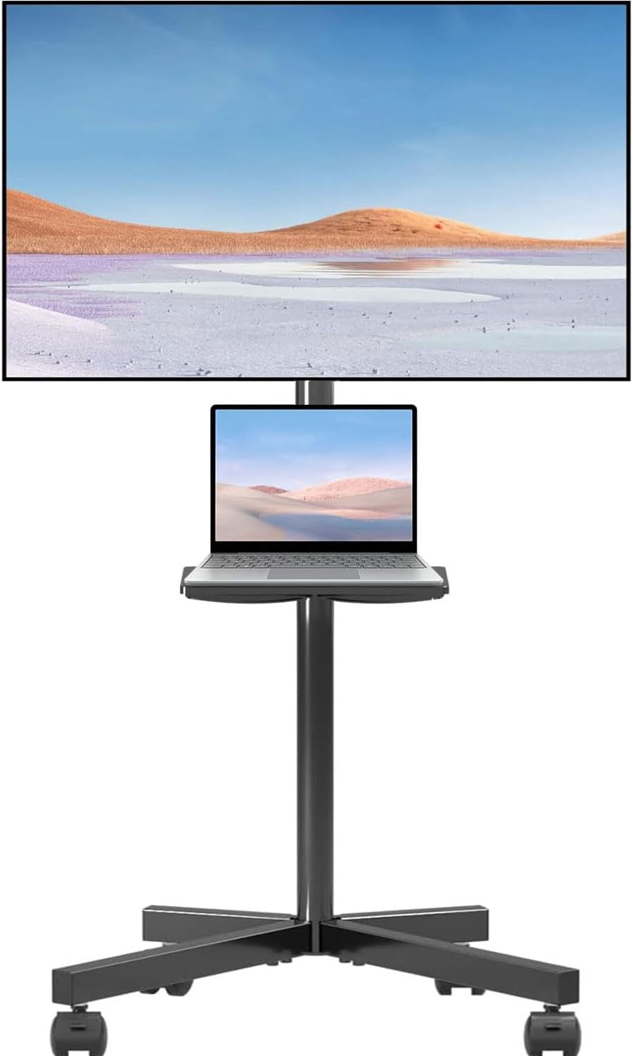 Suptek Universal TV Stands, Table Top TV Stand, Pedestal TV Stand for Most 17"-55" Screens, Height Adjustable TV Base Stand with Tempered Glass Base and Wire Management, Hold up to 40kg, VESA 75/400mm