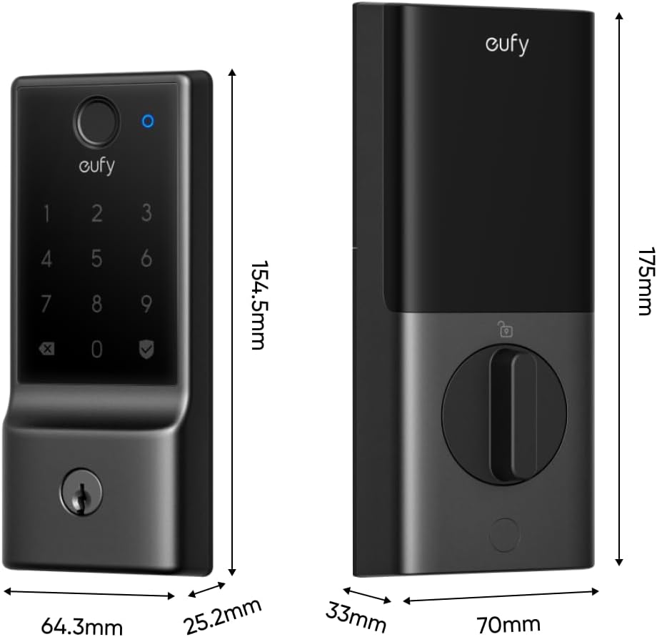 eufy Smart Lock E30, Fingerprint Keyless Entry Door Lock, Smart Door Lock for Front Door, Supports Matter, Apple Home, Alexa, Google Home, SmartThings